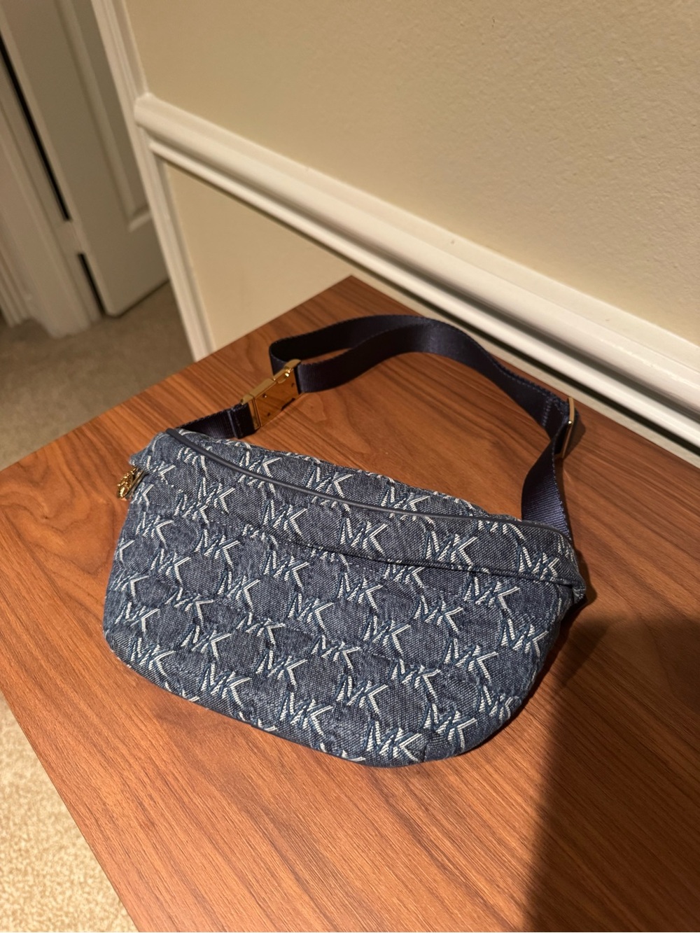 Michael Kors Blue Denim MK Monogram Belt Bag